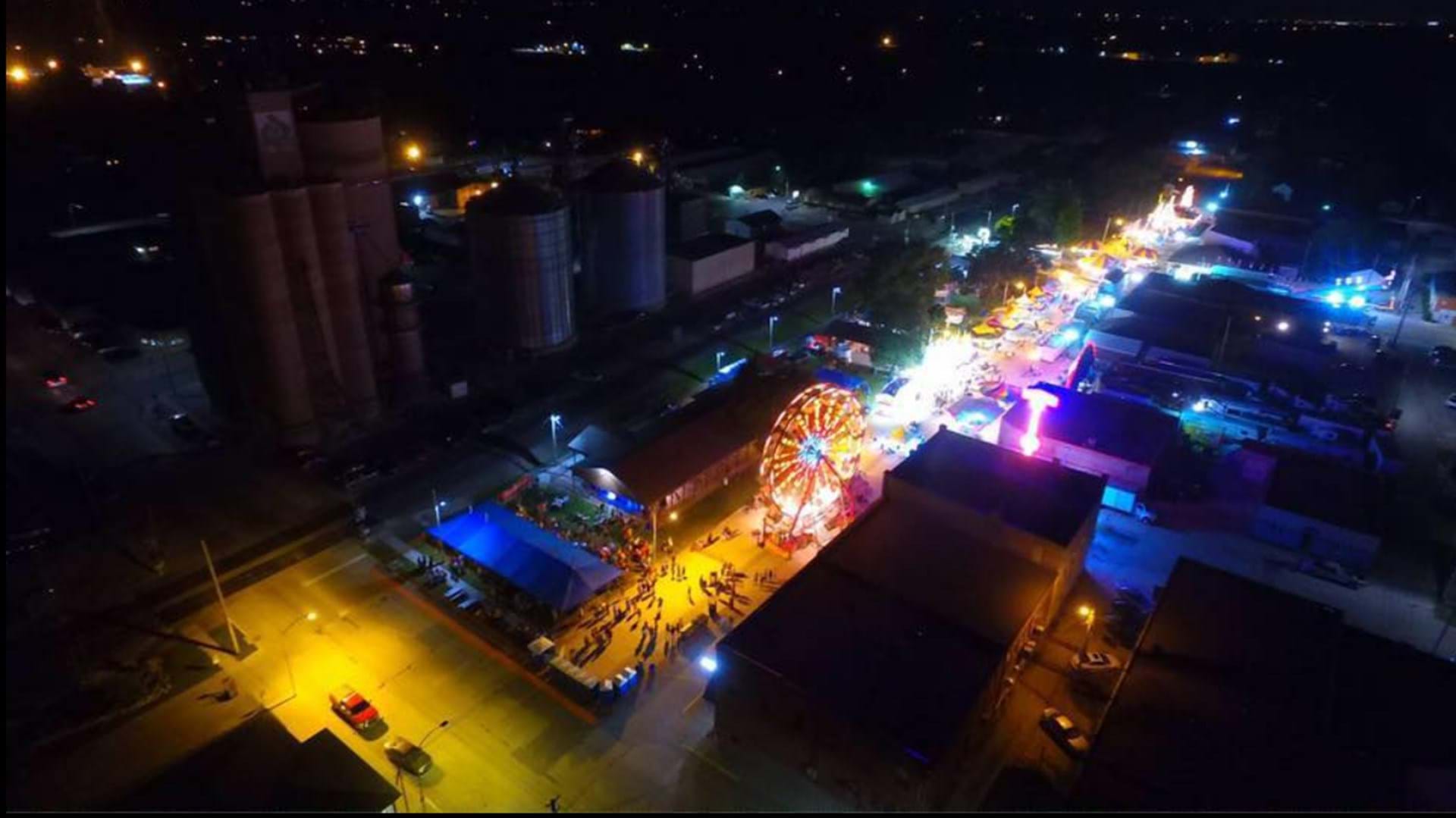 Drone View of Night Festivities